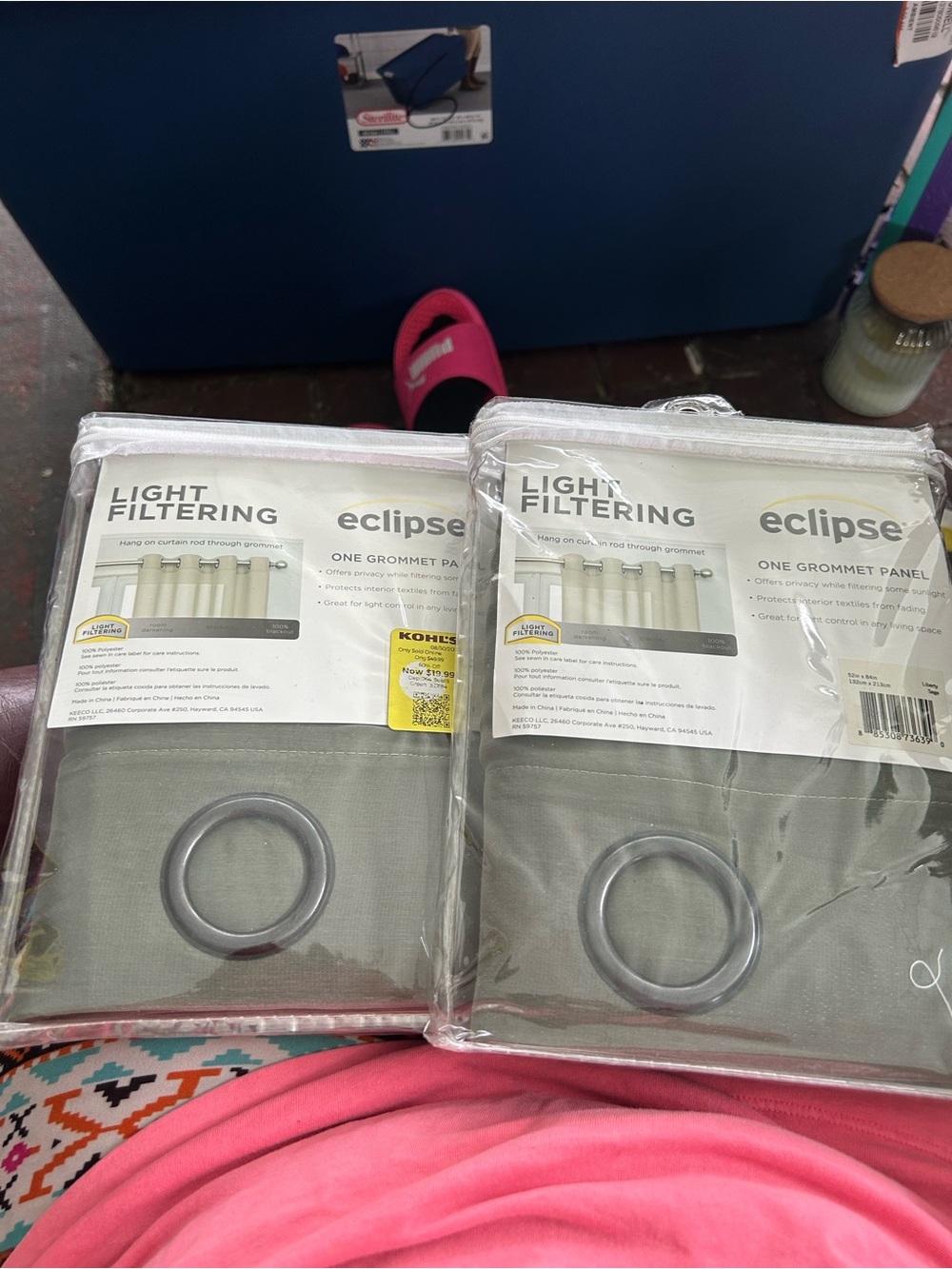 eclipse Light Filtering Grommet Curtain Panel - Gray. 2 panels total